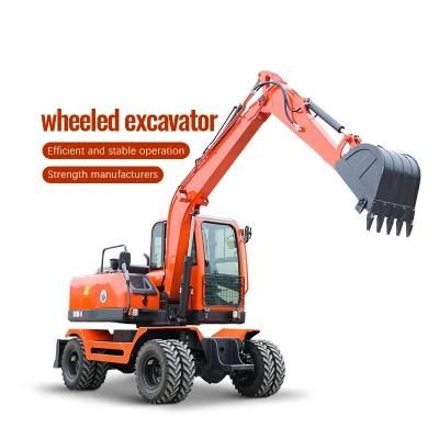 Construction Machinery Hydraulic Backhoe 8 Ton Wheeled Excavator for Forestry/Buildling