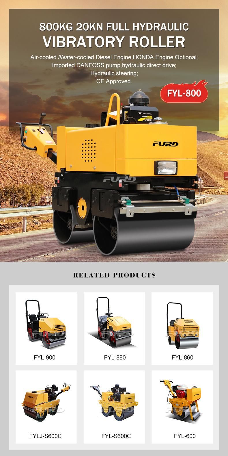 800kg Weight Honda Engine Hand Push Mini Asphalt Road Roller (FYL-800)