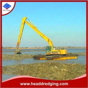 Amphibious Excavator for Dredging Canel River Project