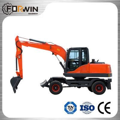 CE ISO TUV Energy Saving Cheap Hydraulic Digger 0.32m3 Bucket 8.5ton Wheel Excavator Hydraulic for Sale