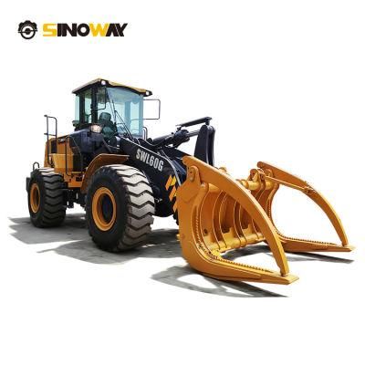 Hydraulic Small Wood Grapple Loader 6 Ton Compact Front End Wheel Log Loader with Fork