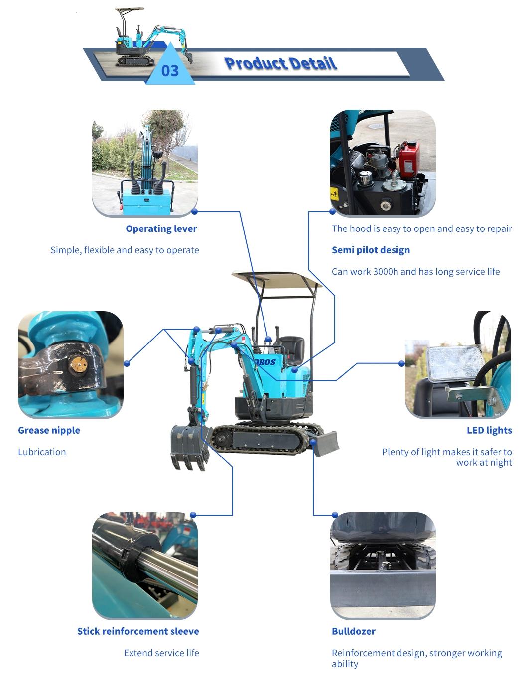 2021 New Product Mini Kubota Excavator Digger Machinery with Attachment