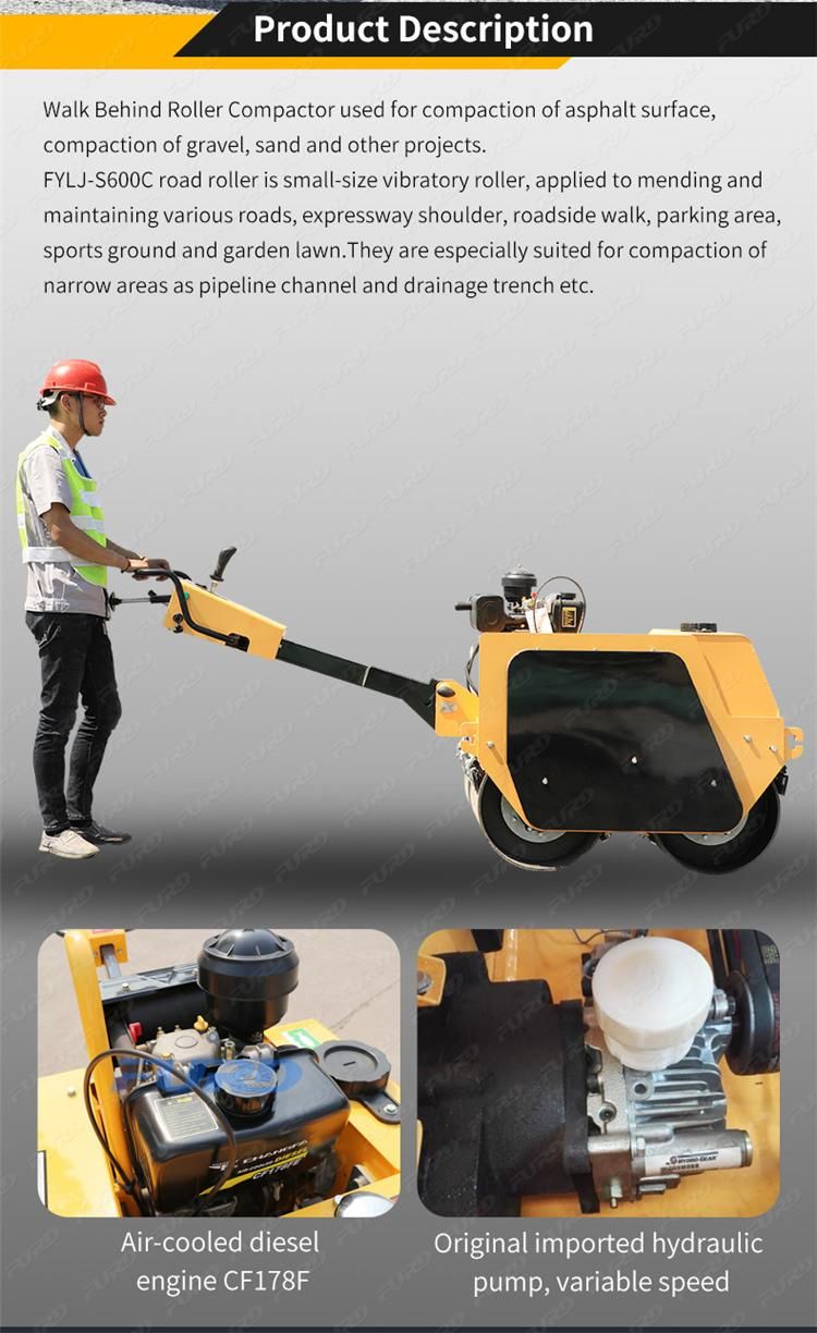 High Efficiency Small Double Drum Diesel Vibration Road Roller with Good Price