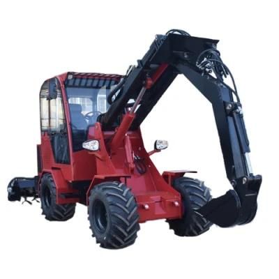 High Quality CE 0.6 Ton~2 Ton Compact Mini Articulated Wheel Backhoe Excavating Loader Price for Sale