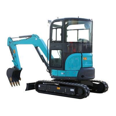 Fw30u (new) Cabin Household Trencher Agricultural Small Digging Machine EPA Mini Excavators with Breaking Hammer for Sale