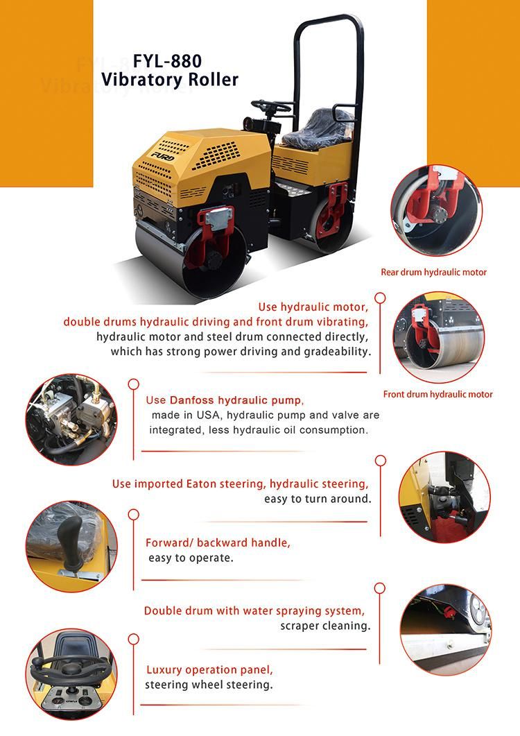 Mini Vibrator Double Drum Road Roller with Ce Approved
