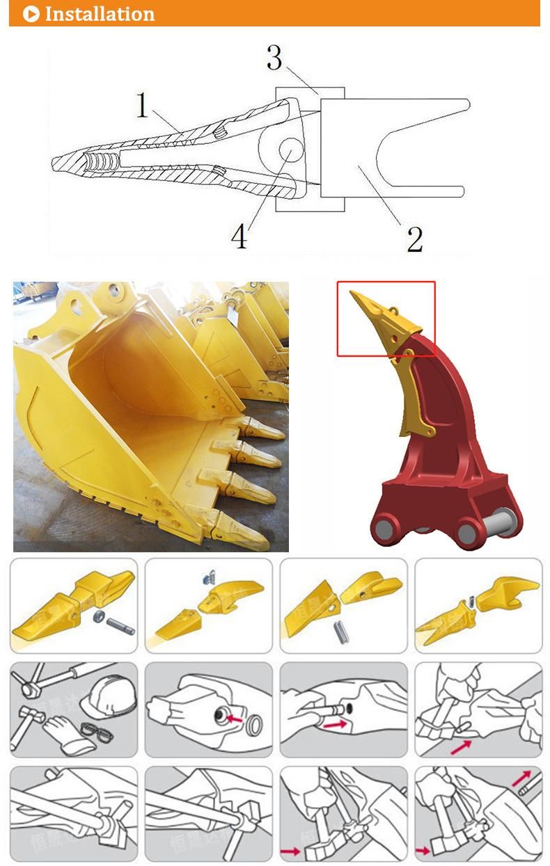 Top Manufacturer Excavator Bucket Teeth Types Geith Bucket Teeth with Teeth Assembly 2713-00032RC Doosan