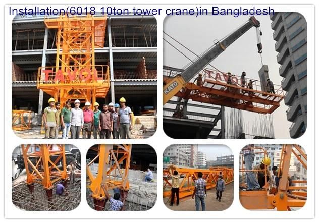 Qtz63 (5610) Top Slewing Cranes 6ton Self Erecting Tower Crane