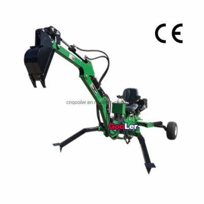 Ce Approved 15HP Gasoline Engine Mini ATV Towable Backhoe Excavator for Sale