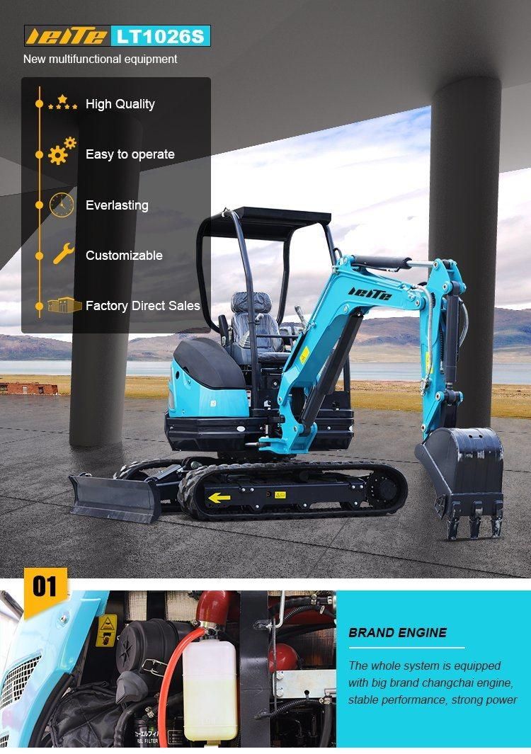 Cheap Zero Tail Hidraulic Digger Mini Excavator for Sale China Factory 2.6 Tons Without Tail Add Cab Air-Conditioning