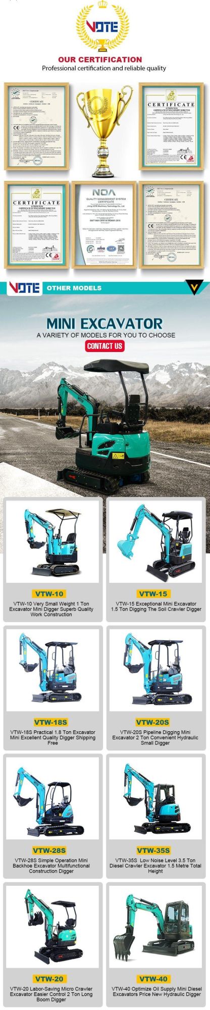 CE Approved Production China Mini Excavator Excavator 1/2/2.5/3 Ton Mini Excavator with Euro V Emission Engine