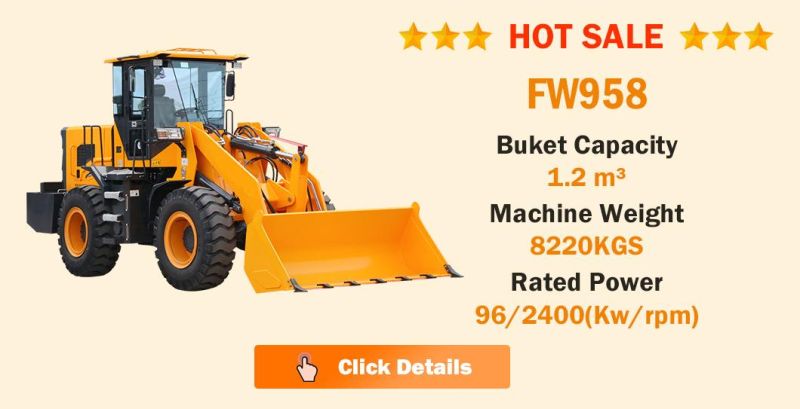 China Famous Construction Machinery Equipment Small Front End Shovel 1.5 T Compact Bucket Hydraulic Mini Wheel Loader Fw915b with CE