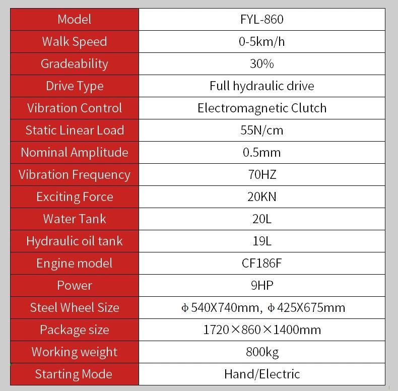 High Efficient 800kg Vibratory Riding on Double Steel Wheel Road Roller