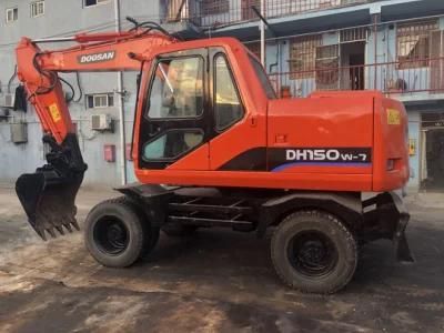 Low Working Hour 15t Used Doosan Dh150W-7 Wheel Excavator