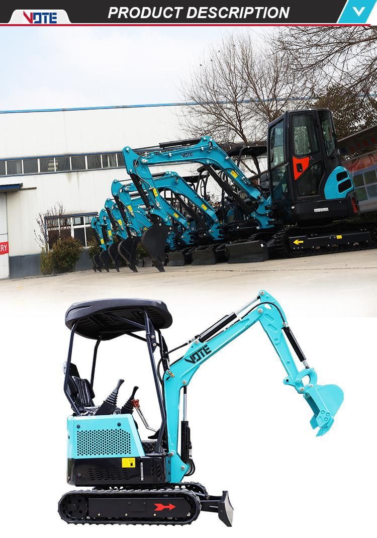 China EPA Approved Family Use Vtw-15 1.5 Ton Diesel Engine Crawler Type Mini Excavator Digger Excavator for Sale Free Shipping