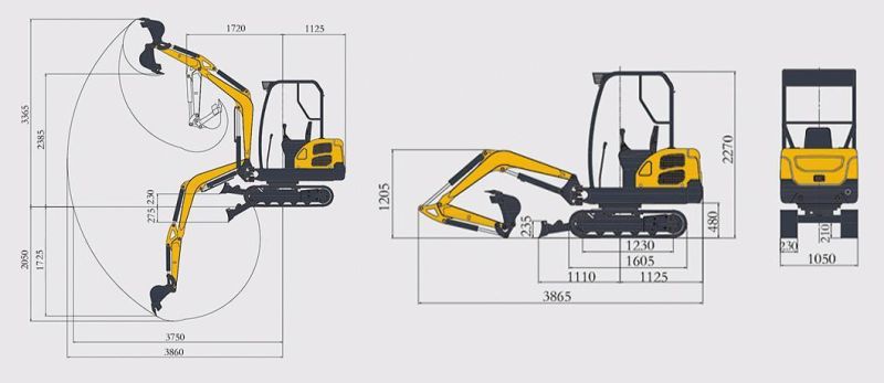 Lugong Lh18d Mini Excavator CE and EPA Approved Factory Smallest 1 Ton to 2 Ton Hydraulic Rubber Crawler Tracked Backhoe Bucket Mini Digger Excavators
