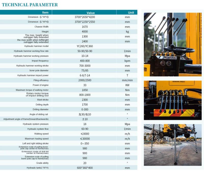 Guardrail Construction Attachment Pile Driver with Hydraulic Hammer