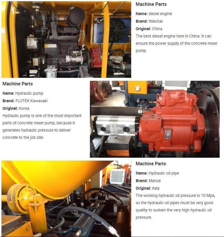 Diesel Engine Powered Wet Concrete Mixing Pumps Machine and The Tractor Towable Concrete Transfer Pump Iron Machinery with Mixer