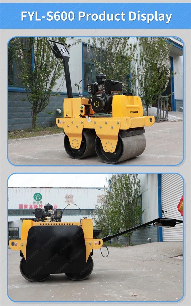 Superior Performance Double Drum Walk Behind Vibratory Roller Fyl-S600c