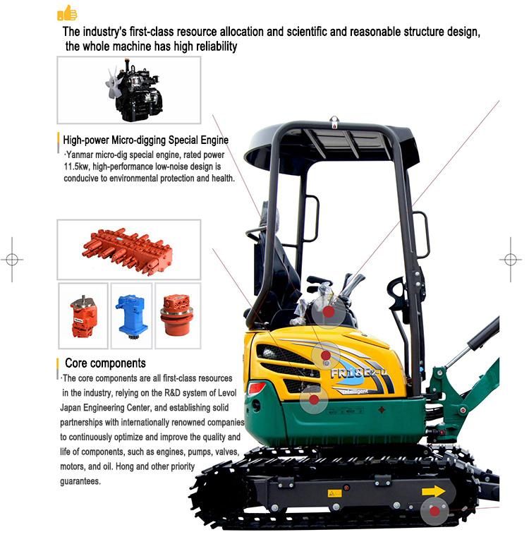 1.8t Lovol Backhoe Crawler Hydraulic Japan Power Mini Excavator Digger Machine Price for Sale Garden Use