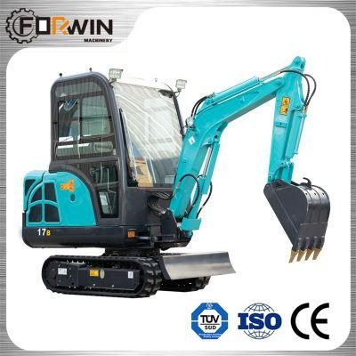 CE EPA 1.7 Ton Fw17b Mini and Compact Rubber Crawler Belt Track Excavators for Sale