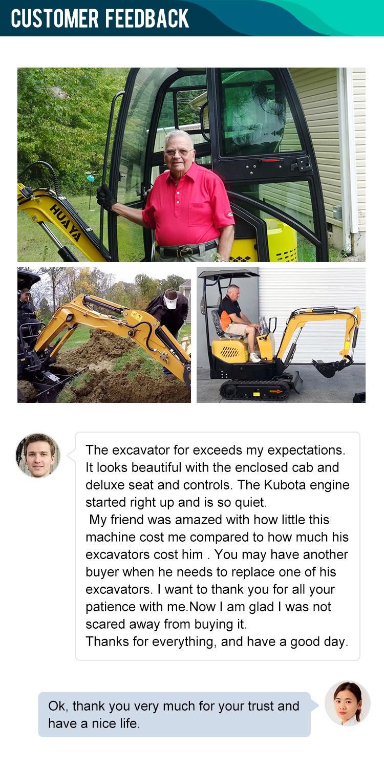 China Huaya New 2ton Earthmoving Machinery Mini Excavator Home Farm Garden Diesel Small Excavator Tracked Digger Machine CE Hydraulic Crawler