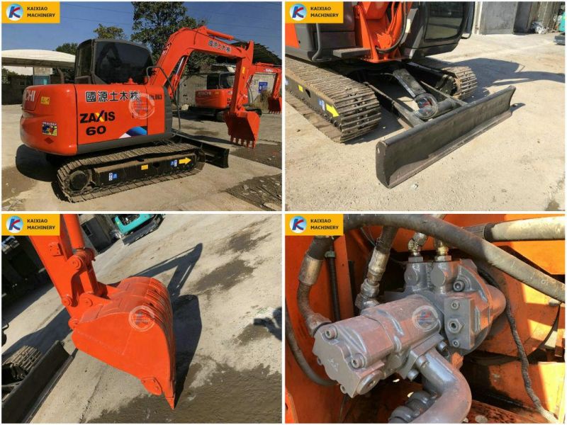 Japanese 6ton Hydraulic Crawler Used Excavator Hitachi Zax60/Zx70 Backhoe Small Hitachi Second Hand Excavator with Blade and Original Breaker Harmmer Line Clamp