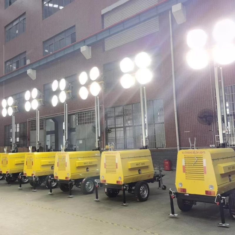 4*1000W Kubota Diesel Generator Manual Light Tower for Construction