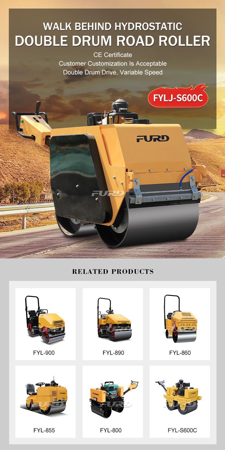 Mini 550kg Walk Behind Road Roller Machine Best Price for Sale