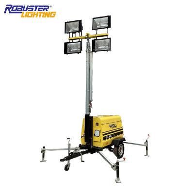 9m Mast 4*1000W Mobile Industrial Lighting Tower with Kubota Engine