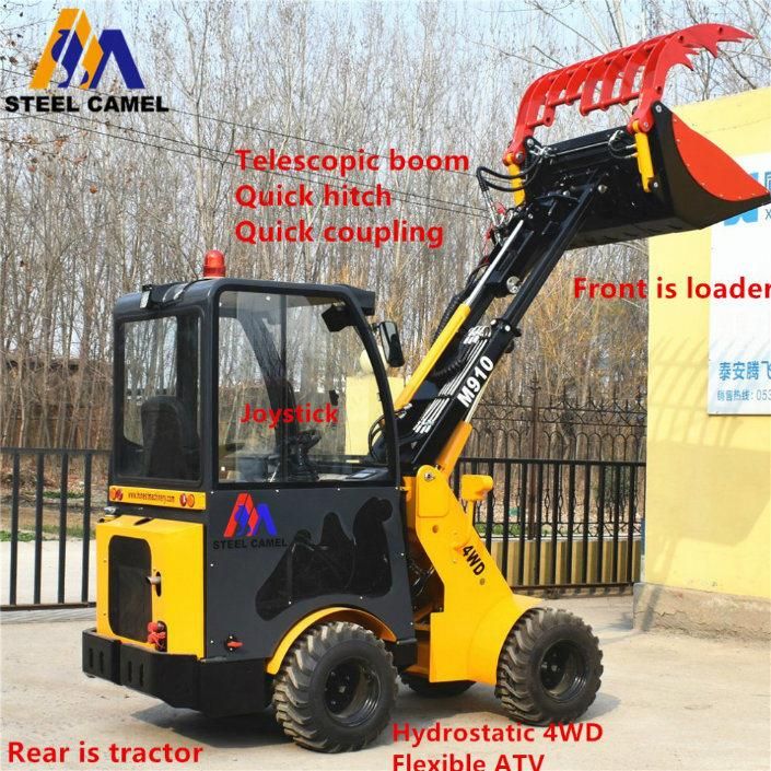 Round Bale Gripper Mini Wheel Loader with Telescopic Boom