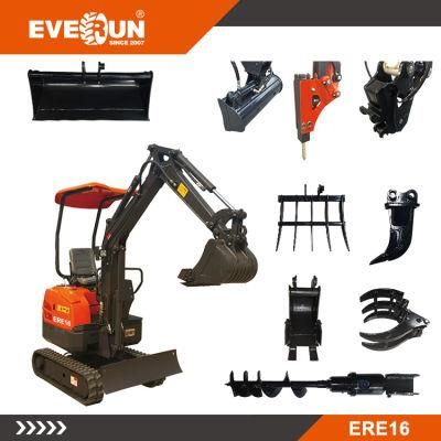 Everun Ere16 1.6ton China Mini micro new garden Small farm home Crawler Excavator digger machine price with CE Certificate for Sale