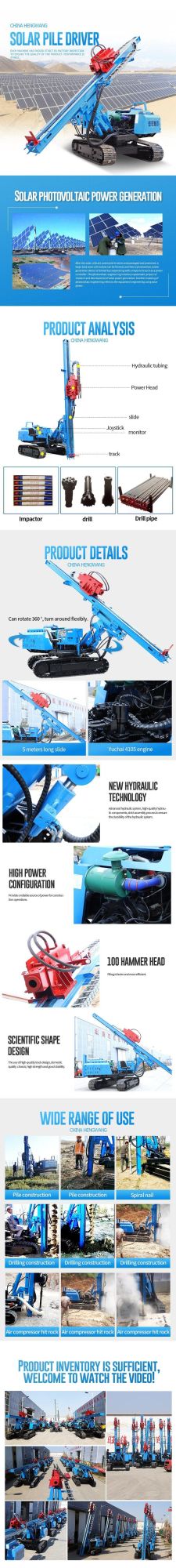 Hydraulic Pile Hammer Screw Wheel Rotary Drilling Rig Piling Driver Machine From China High Efficiency