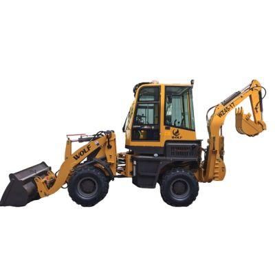 Wolf Brand Small 4X4 Backhoe Excavator Mini Backhoe Loader with CE/Attachments