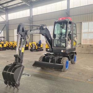 12HP Diesel Engine Mini Wheel Excavator with Backhoe