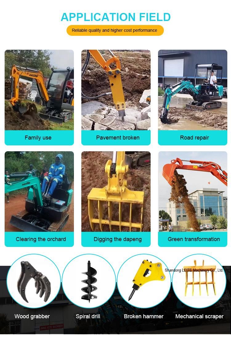 CE ISO EPA China Cheap Home Use New 1ton 2ton Crawler Hydraulic Mini Diesel with Joystick Excavator Factory Prices for Sale