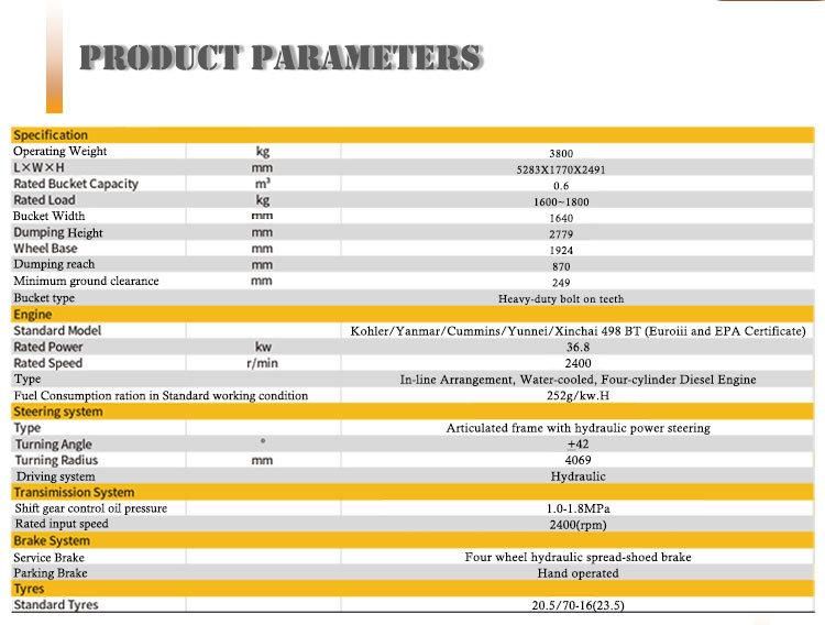 China Weifang Manufacturer 1800kg Diesel Mini Radlader
