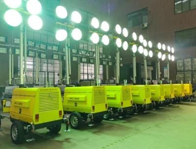 4*1000W Manual Construction Diesel Mobile Light Tower