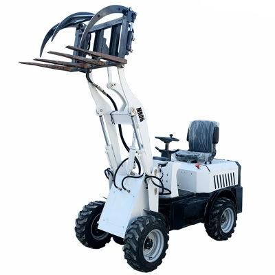 Electric Powered Battery Fork Lift 400kg Bucket Mini Wheel Loader