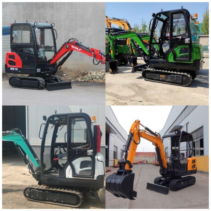 Wolf Cheap 1.8 T/Ton Hydraulic Crawler with Enclosed Cabin/Hammer/Rock Breaker/Attachments Bagger/Small Digger/Excavator Price for Mini/Crawler/Sales