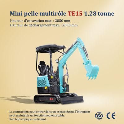 Mini Digger Te15 Small Crawler Excavator, Hydraulic Hammer Mini Bagger Und Minibagger