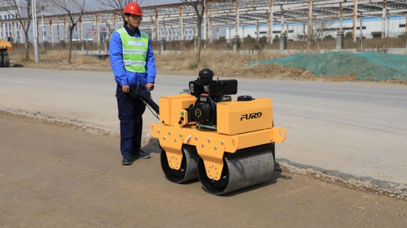 Double Drum Walk Behind Vibratory Hydraulic Road Roller for Concrete and Asphalt Fyl-S600c