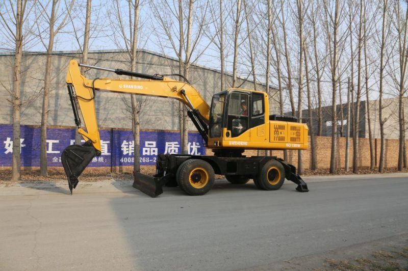 China Mini Wheel Excavator (SD135W cheap) Price for Sale