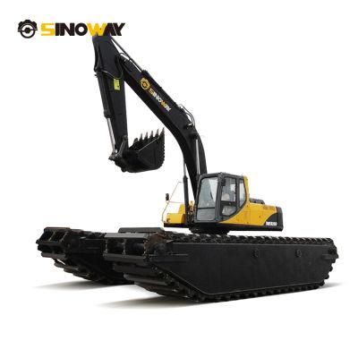 Amphibian Excavator Sinoway Land and Water Excavator with Floating Pontoon for Sale