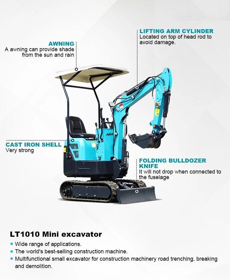 Hydraulic Mini Crawler Excavator 1 Ton Small Digger Construction Machine with Accessories Digger for Gardening