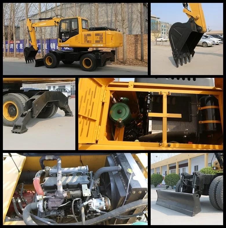 CE, ISO Eac Certified 13.5 Ton Wheel Excavator China Cheap Excavator 13.5 Ton Mini Digger Mini Excavator Small Wheel Excavator