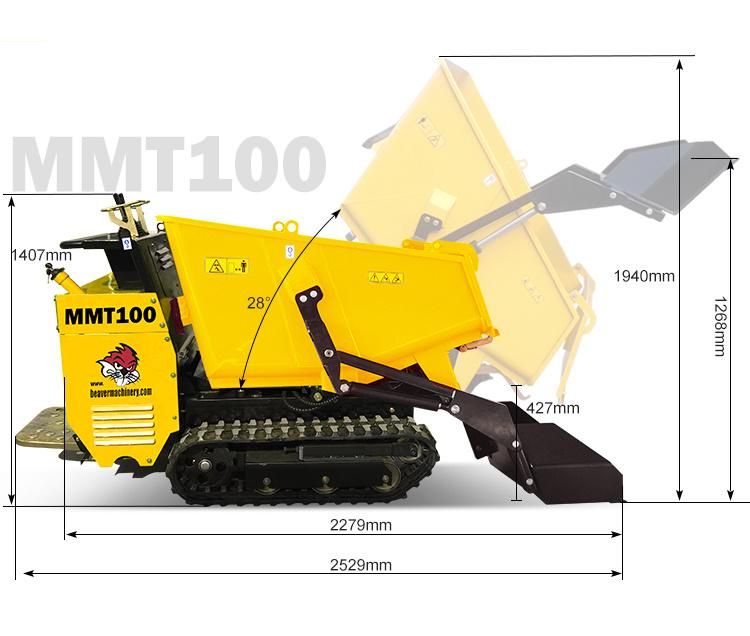 China Hot Sale Rubber Track Self-Loading Mini Dumper Mmt60/100