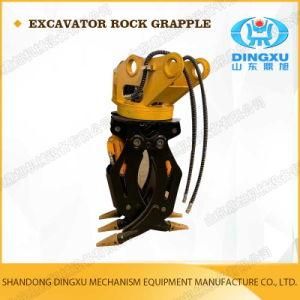 Factory Price 360 Degree Rotatory Dual Cylinder Heavy Type 3+2 Claw Rock Grapple for Excavator 25ton Grade Part