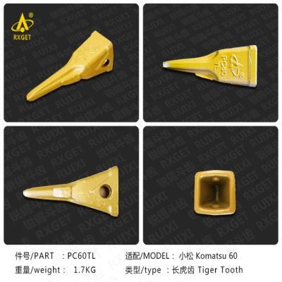 PC60tl 201-70-24140tl Tiger Long Bucket Tooth, Construction Machine Spare Parts, Excavator Bucket Teeth