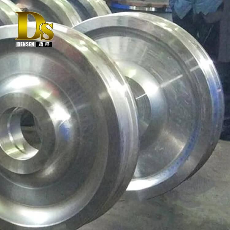Densen Customized Alloy Steel Super Large Hot Forging Crane Wheels, Crane Rail Wheels, Train Wheels for Sale
